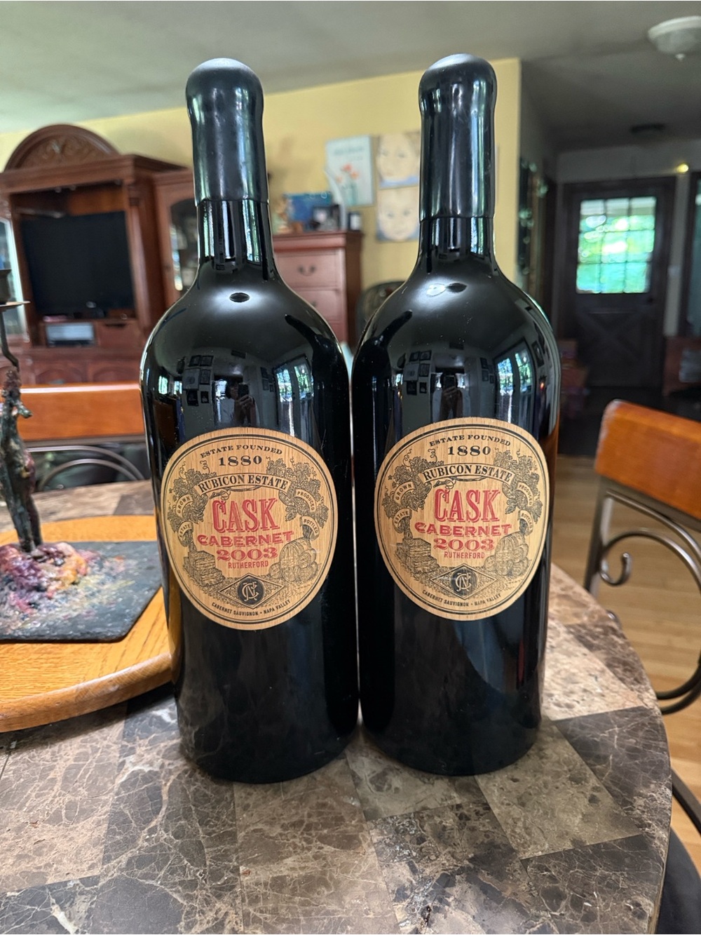 Set of 2 Rubicon Estate CASK Cabernet Decorative Wine Bottles 2003 Napa